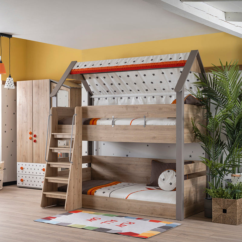 Детска стая с двуетажно легло Montesori hut