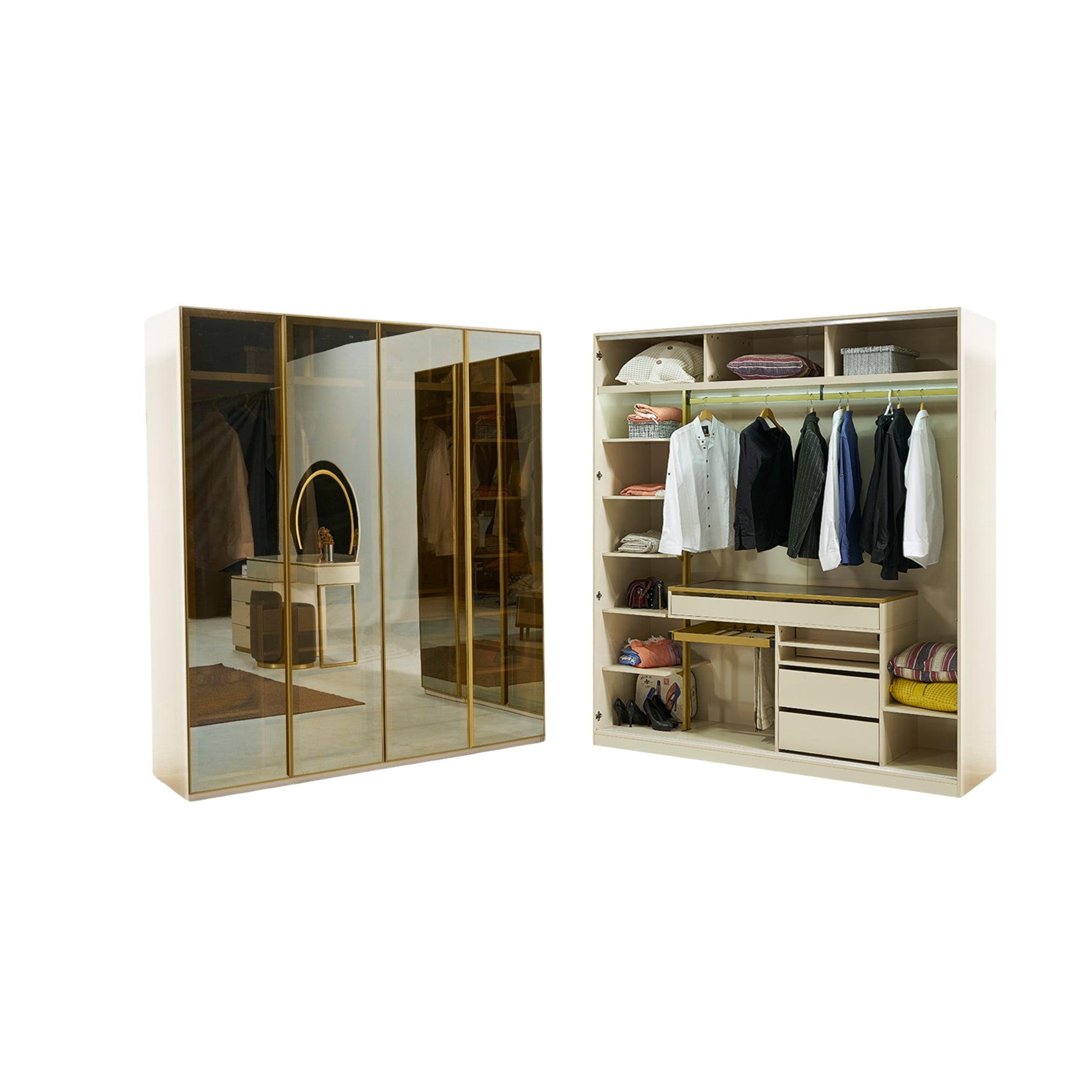 четирикрилен гардероб Kapadokya с врати тип акордеон
