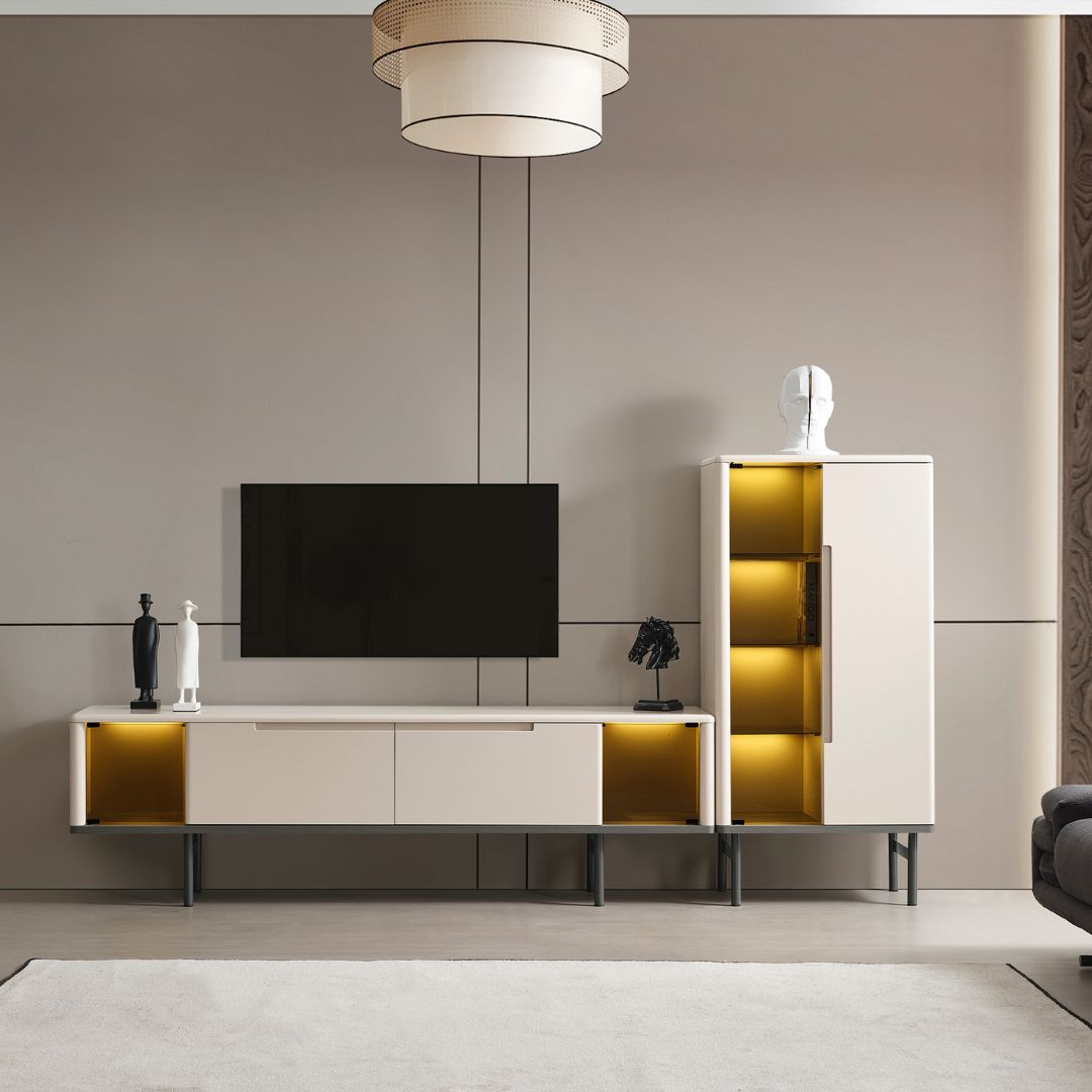 ТВ секция Stella – фронтален изглед на модерна композиция за дневна.