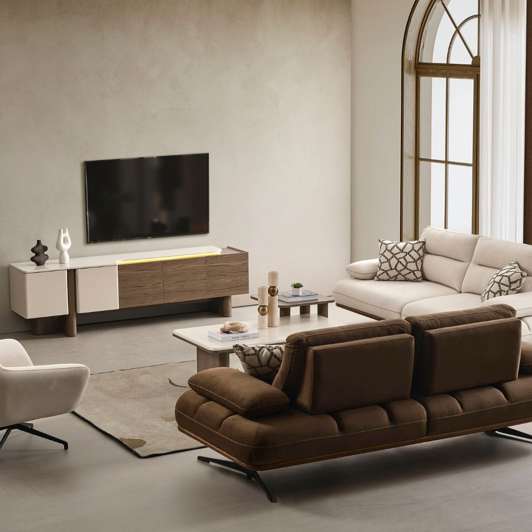 ТВ секция Liva – фронтален изглед на модерна композиция за дневна.