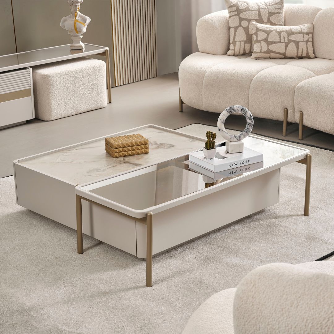 Холна маса Vega – фронтален изглед с правоъгълен плот и заоблени ъгли.