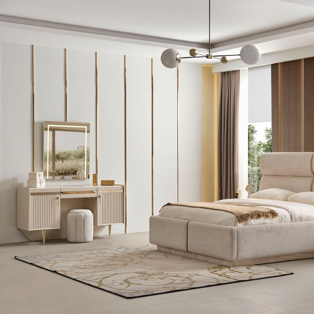 Тоалетка с огледало Tesla – страничен профил с плавни ръбове.