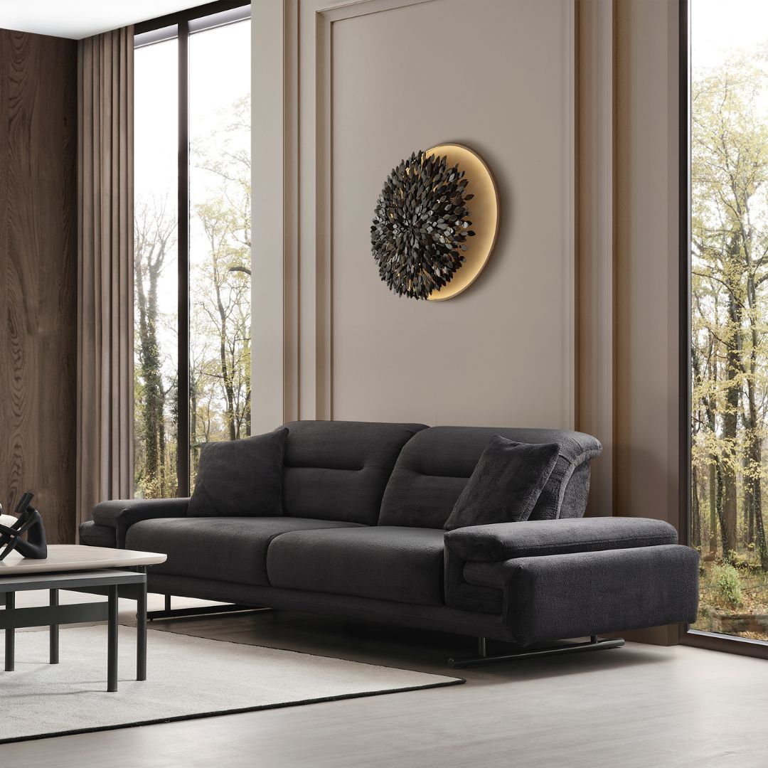 Диван Stella – фронтален изглед на модерен прав диван.