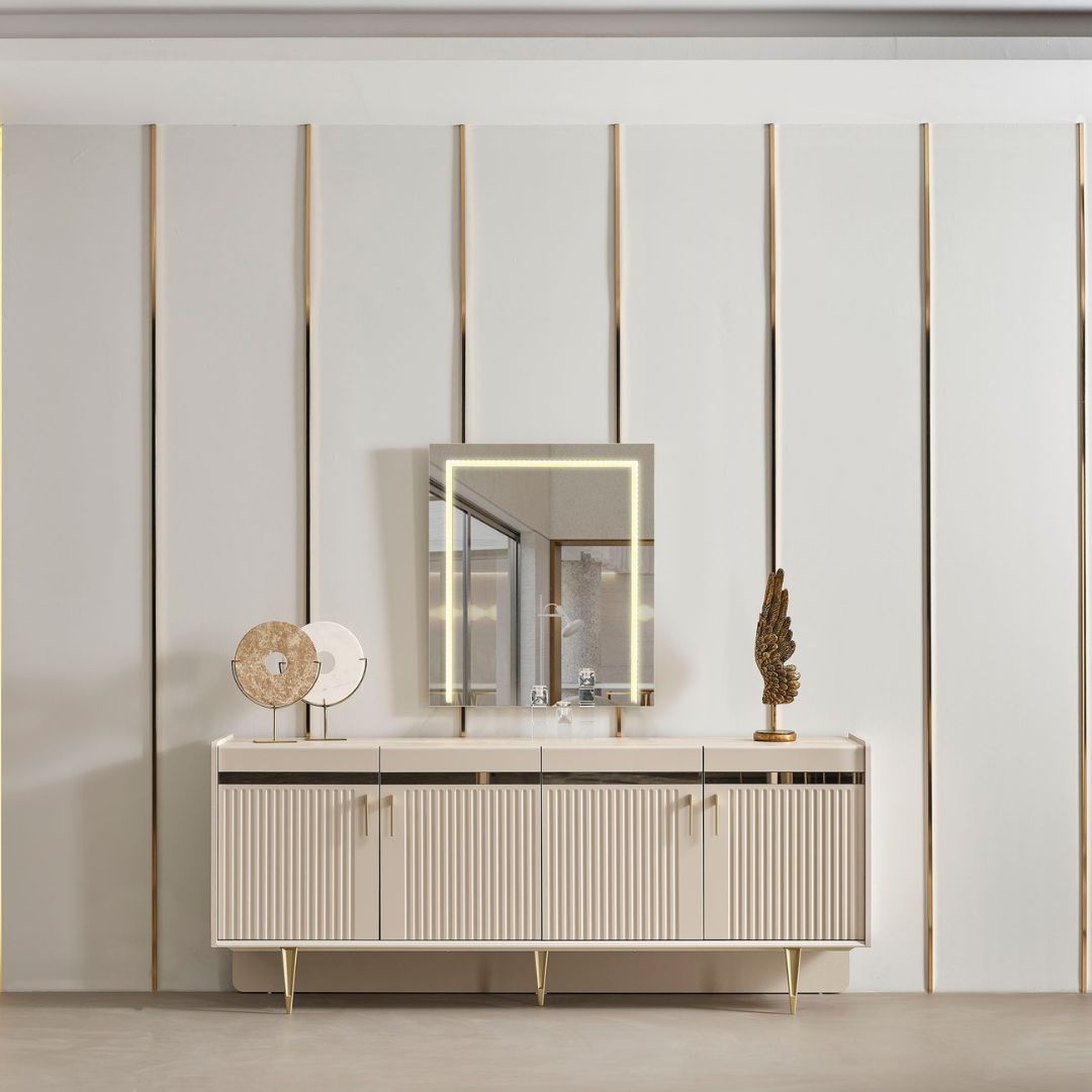 Бюфет Tesla – изглед три четвърти, подчертаващ плавните ръбове.