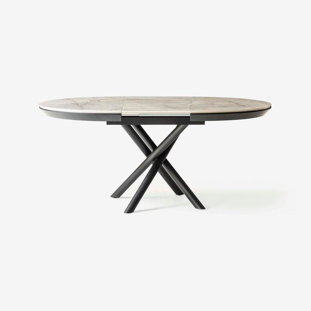 Близък план на HPL плота на маса Ocean, подчертаващ гладката повърхност и фината декоративна текстура. 