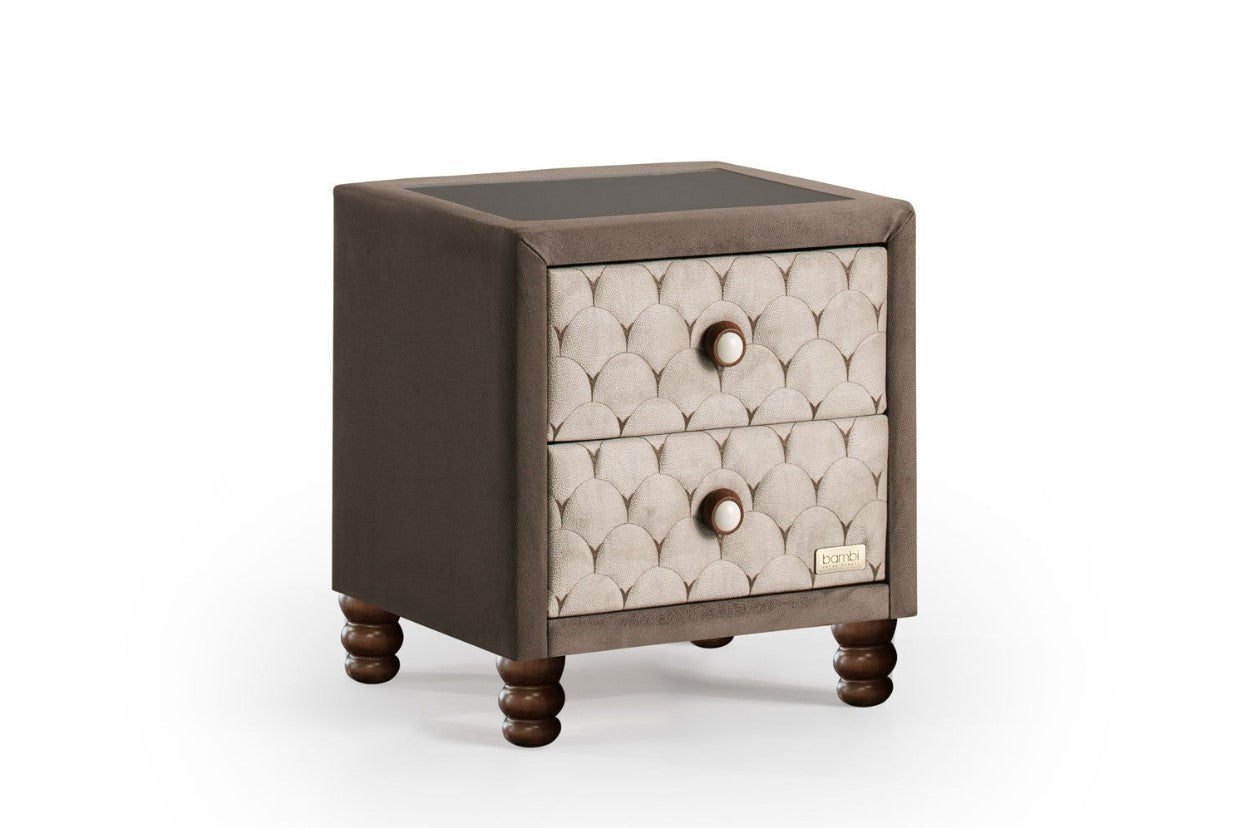 Нощно шкафче Bambi Borjen Glass - Modern Furniture