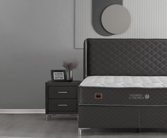 Нощно шкафче Thermo control  glass beyaz/antrasit - Modern Furniture