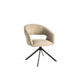 Стол Y-050 Beige с квадратна тапицирана седалка в бежов цвят и въртяща се основа, заснет фронтално.