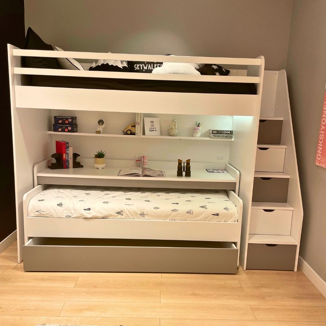 Горно легло за двуетажно детско легло Neo Grey (90х200см) | Almila