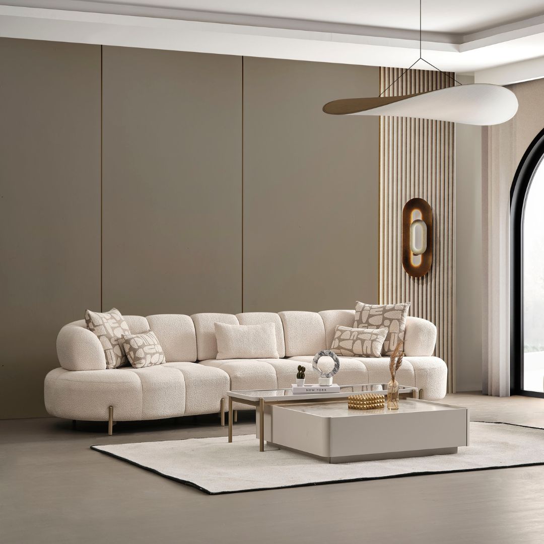 Диван Vega – фронтален изглед на модерен прав силует.