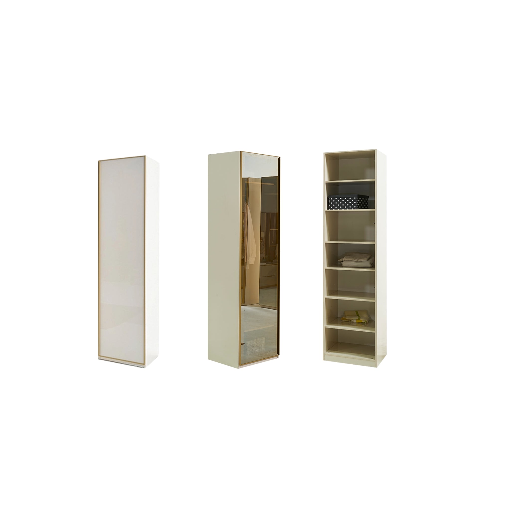 еднокрилен гардероб  със стъклени врати показващи вътрешното разположение