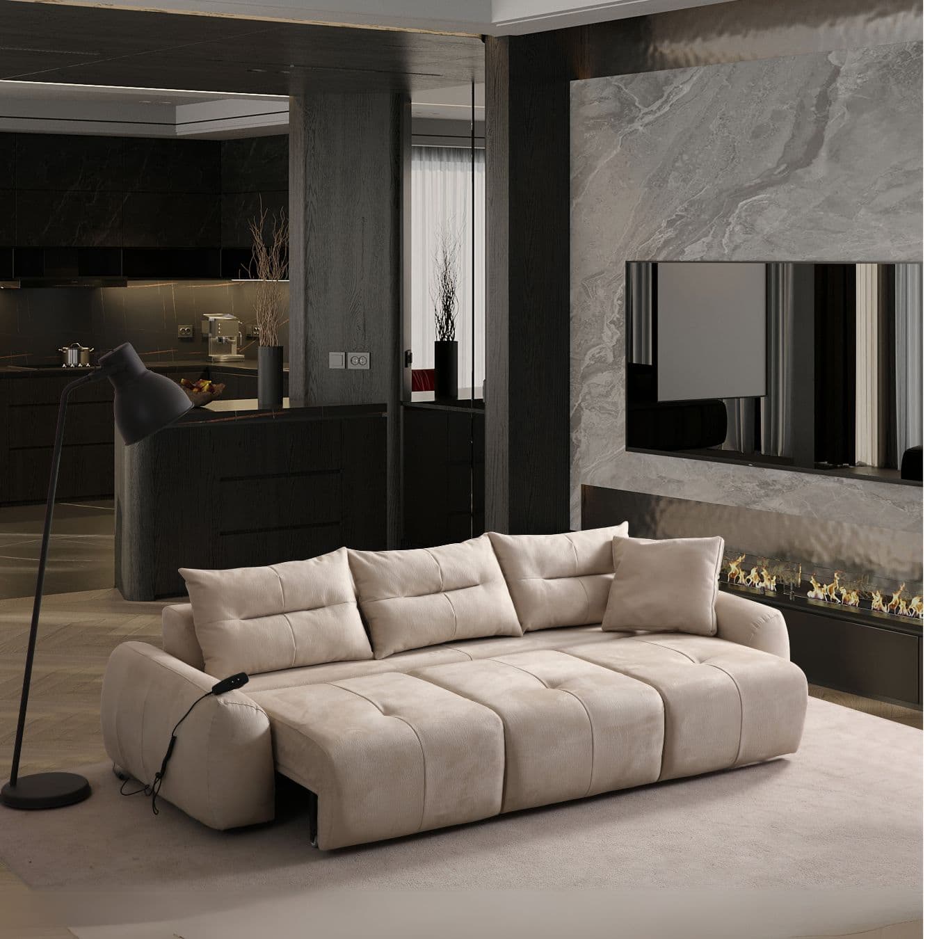 Прав диван с ел. ф-я сън Fendi - Modern Furniture