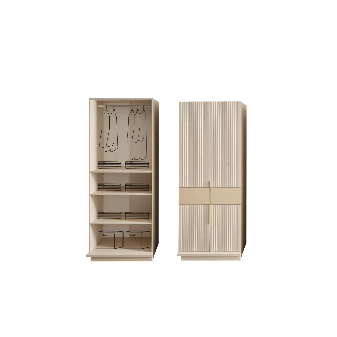 Гардероб Tesla – детайл на ръба на вратата и минималистичната дръжка.