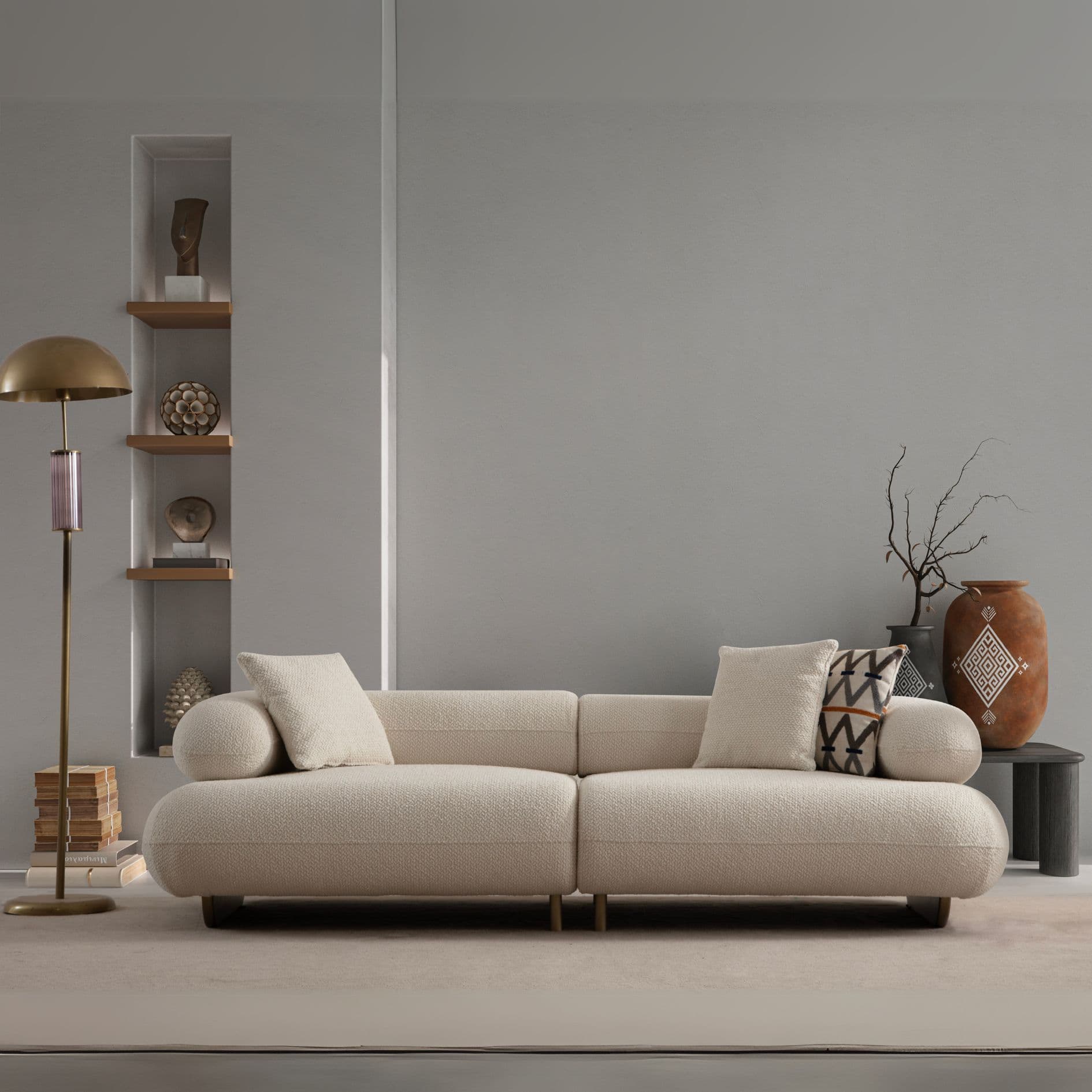 Детайл на крачетата на диван Glamour. Визуална лекота и по-лесна поддръжка на пода.