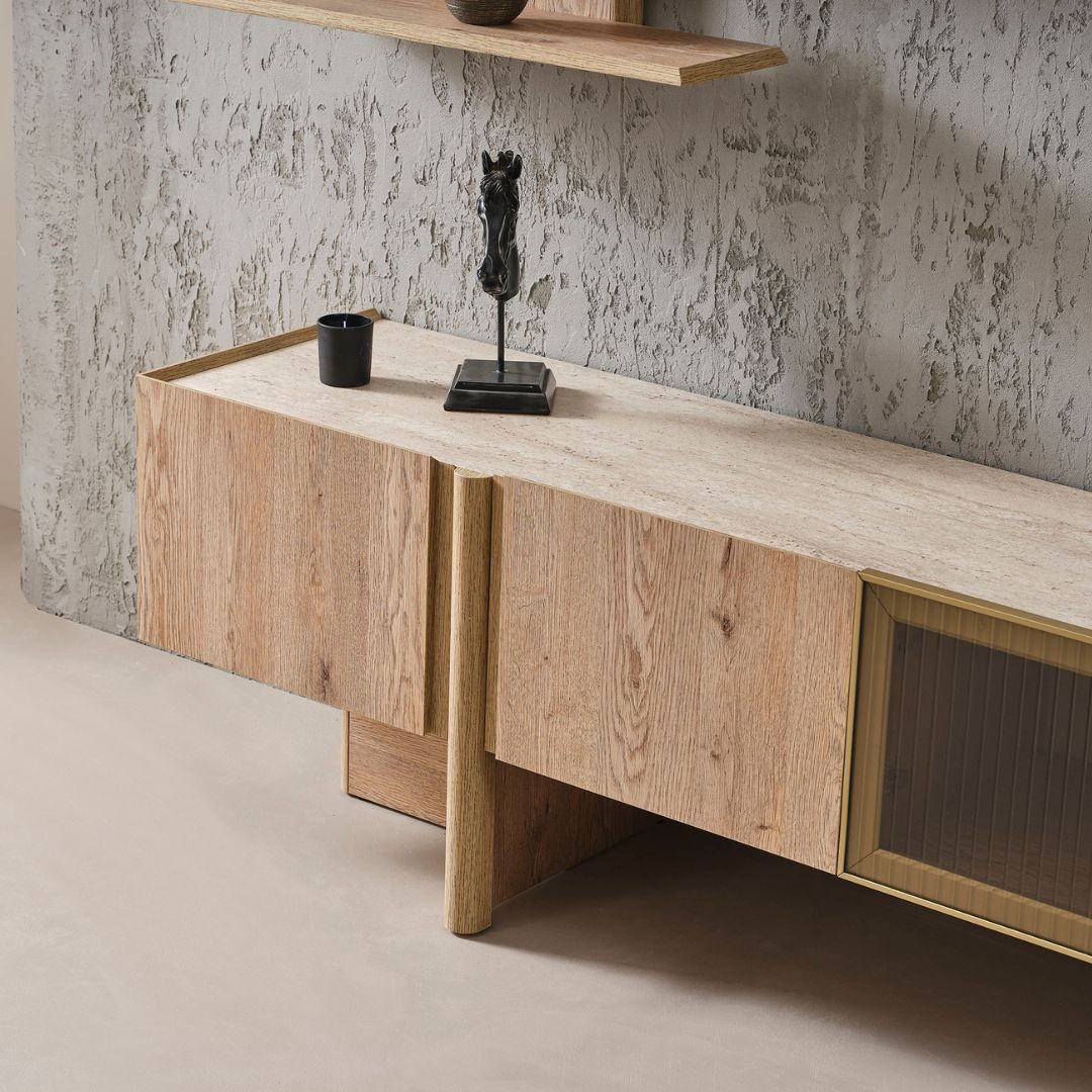 ТВ модул Anka – модулът в интериор на дневна под телевизор.