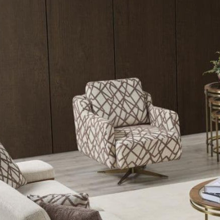 Триместен диван Lavina в светла тапицерия с фотьойл и кръгла маса