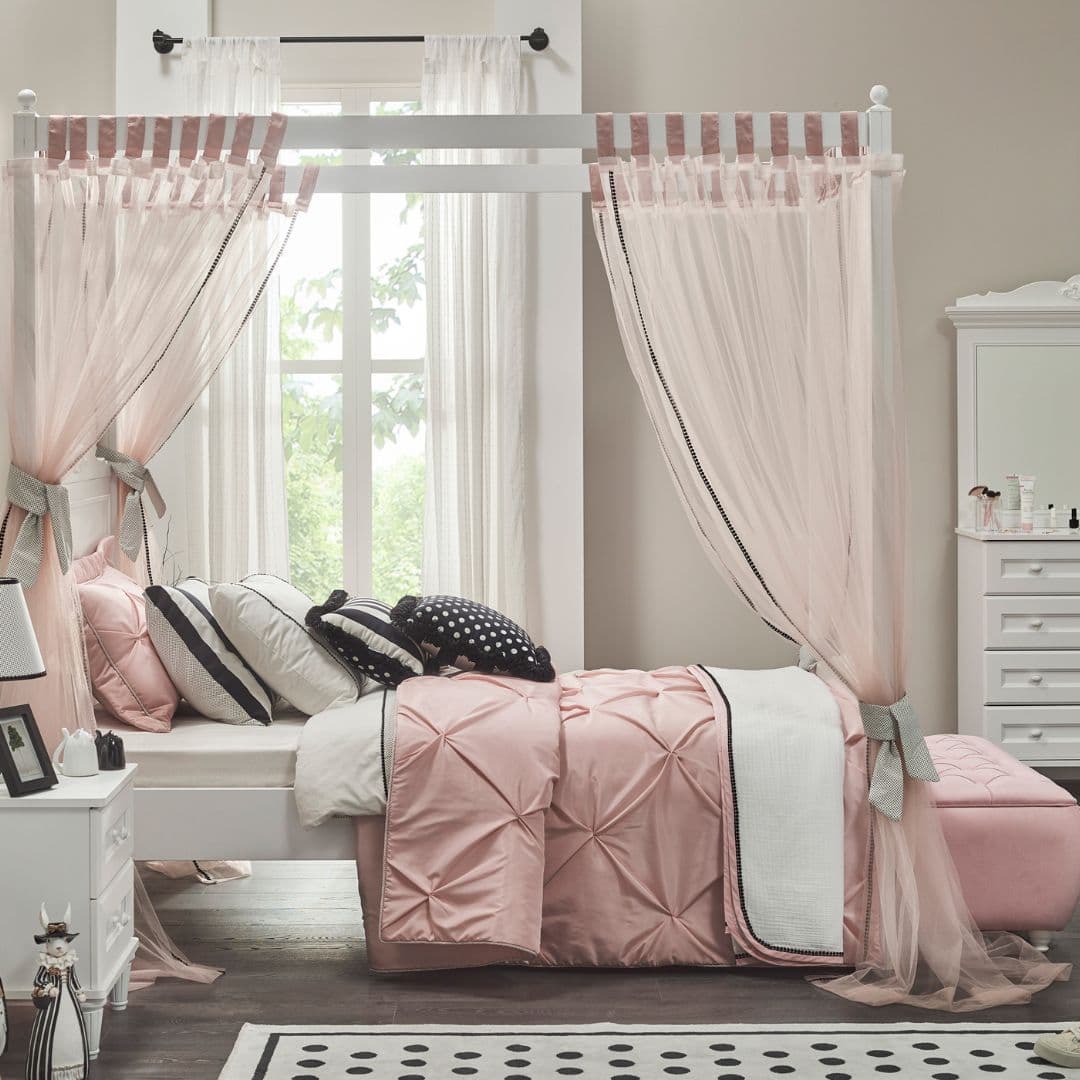 Легло с конструкция за балдахин детска стая Lora (120x200 см)