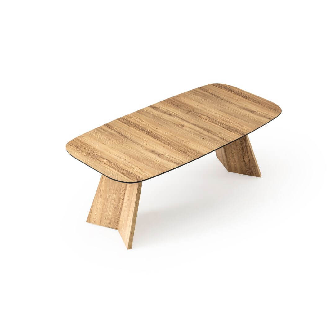 Образци с различни покрития на металната конструкция на маса Lipari, показващи възможностите за персонализация и съчетаване с останалите елементи в помещението.