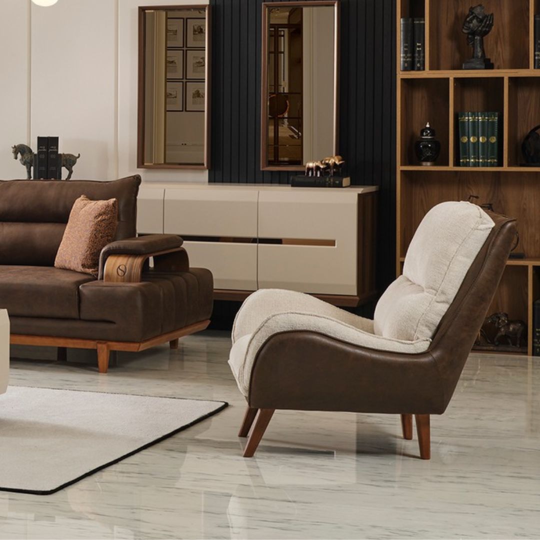 Кресло Monza – перспектива три четвърти с плавни ръбове.