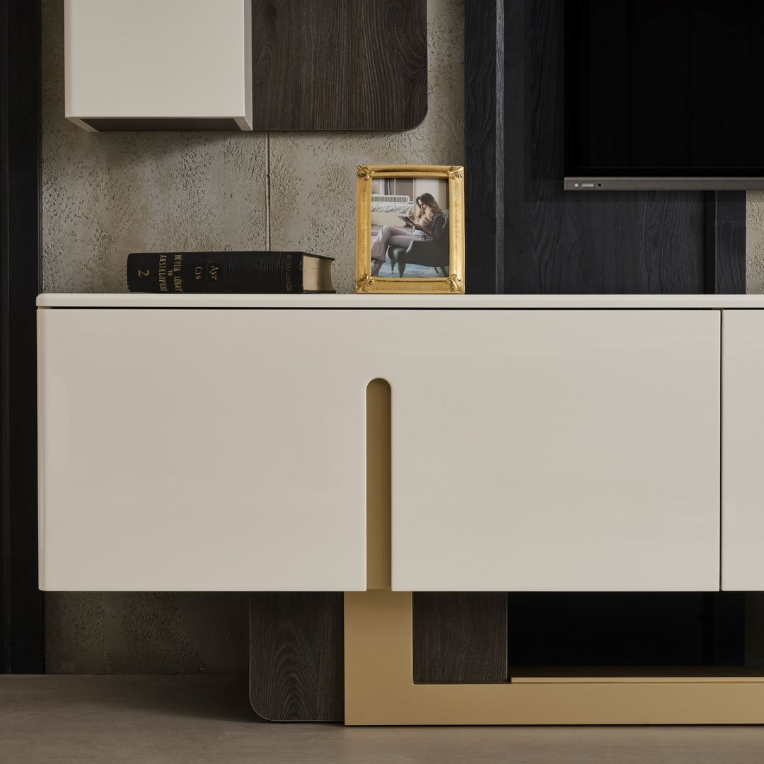 ТВ секция Pedro – изглед три четвърти, подчертаващ равните фасади.