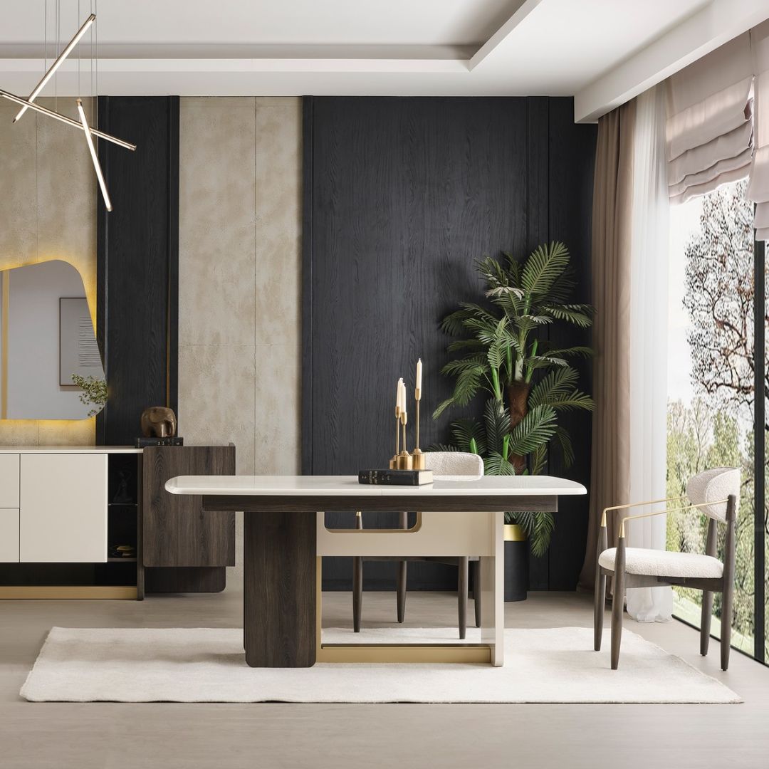 Трапезна маса Pedro – фронтален изглед на правоъгълен плот 180×98 см.