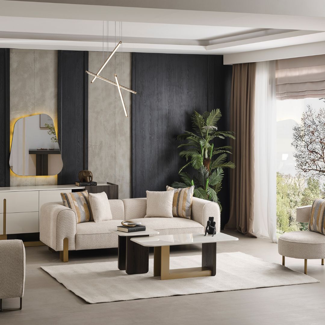 Диван Pedro – изглед три четвърти с плавни ръбове.