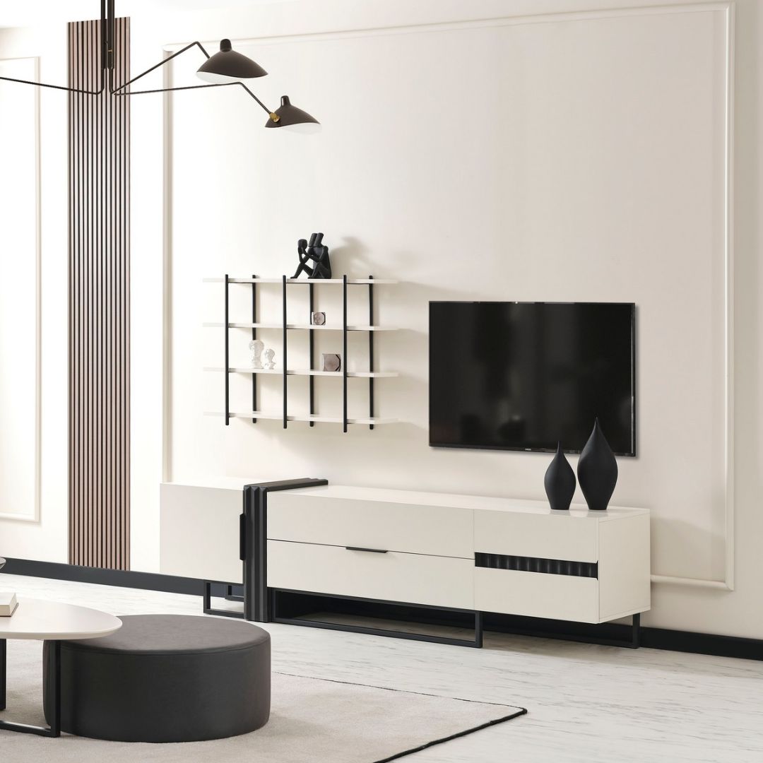 ТВ секция Safir – фронтален изглед на модерна композиция за дневна.