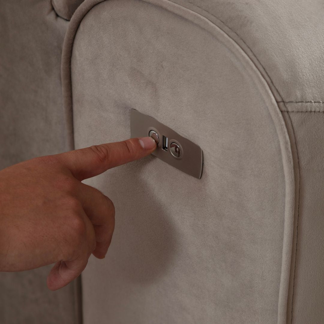 Ъглов диван Versace 305 см бежов с видок крак 