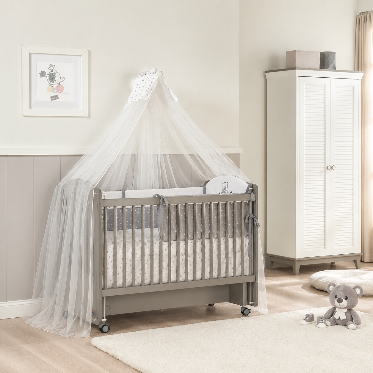 Бебешка люлееща се кошара Sofy grey (60х120)