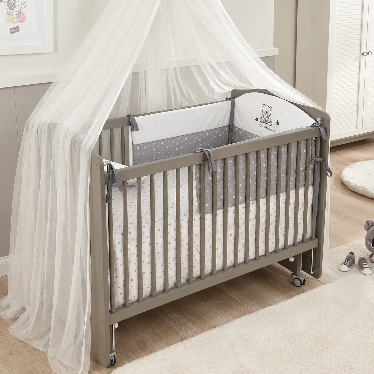 Бебешка люлееща се кошара Sofy grey (60х120)