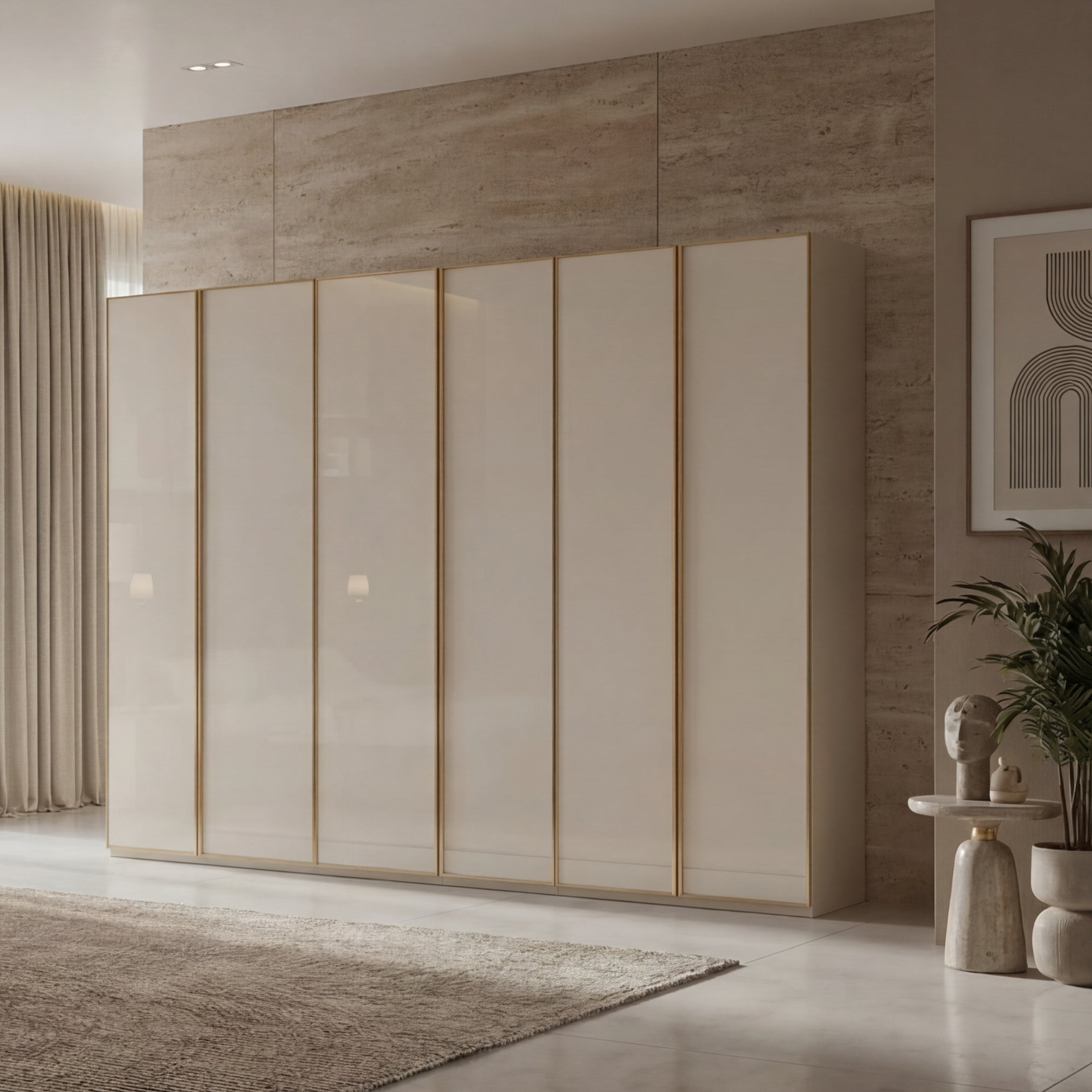 Модулен гардероб Kapadokya с плътни врати лакобел