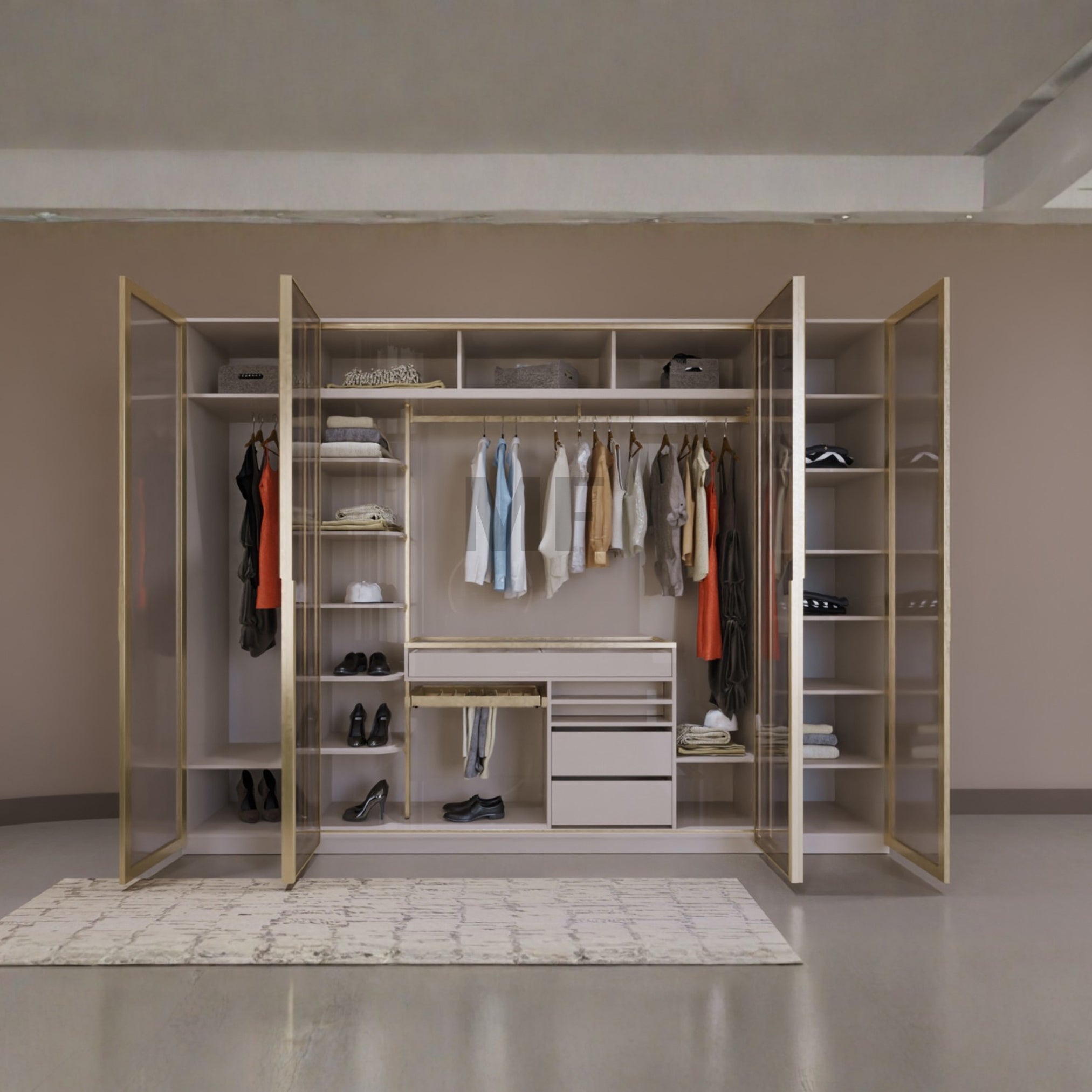 Модулен гардероб Kapadokya с отворени врати 
