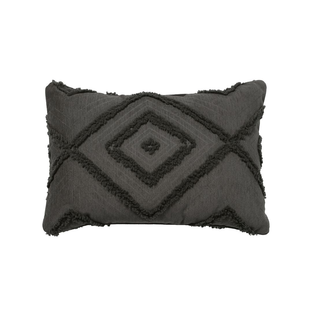 Декоративна възглавничка Mellow 35×50 см в сиво, с мек полиестерен плат и вътрешен пълнеж.