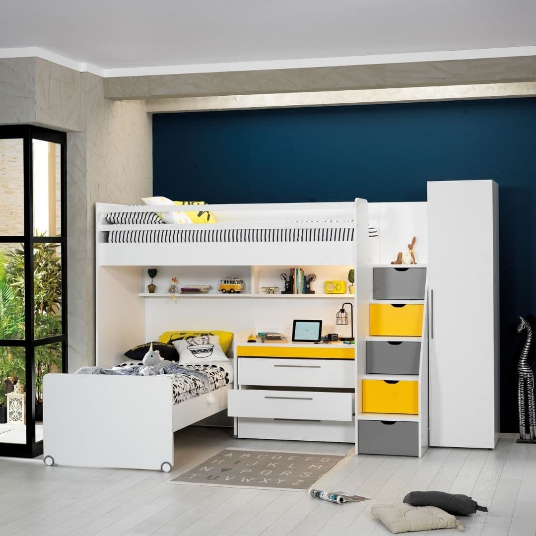 Горно легло за двуетажно детско легло  Neo Yellow (90х200см) | Almila
