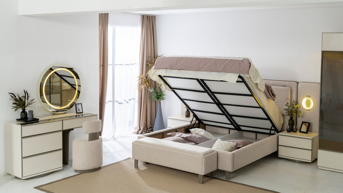 Легло Pamukkale с повдигащ механизъм, ракла и тоалетка