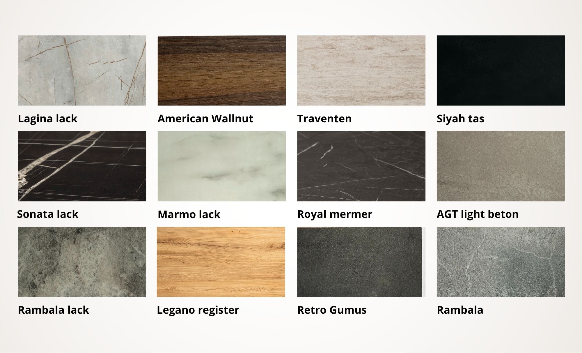 Образец с цветове и декоративни варианти за плота на трапезна маса Express, показващ възможностите за персонализация.