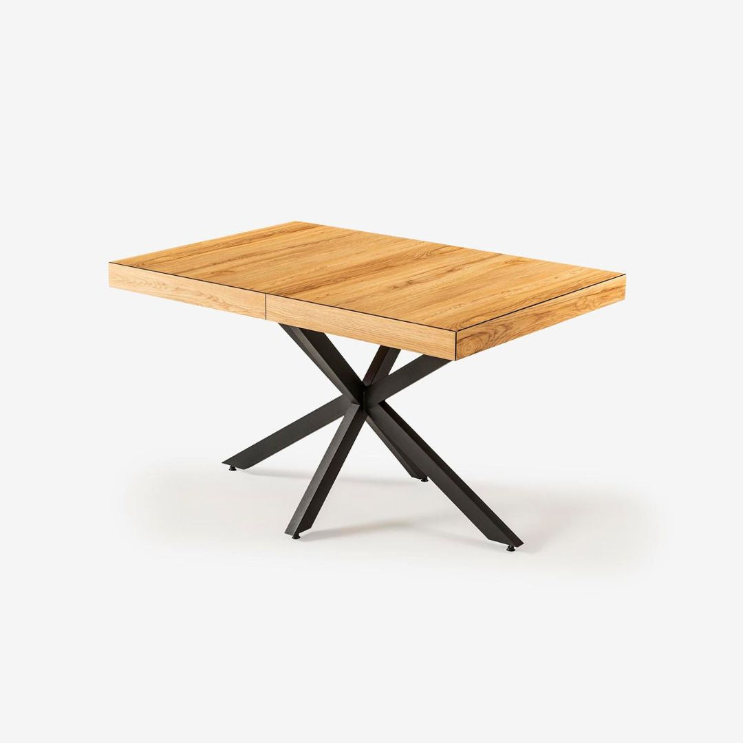 Образци с различни покрития на металната конструкция на маса Shot, показващи възможностите за персонализация и съчетаване с други метални елементи в стаята.