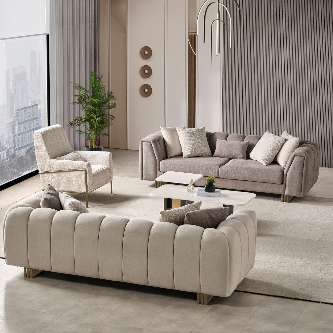 Диван Tesla – детайл на подлакътник и фино изпълнение на шевовете.