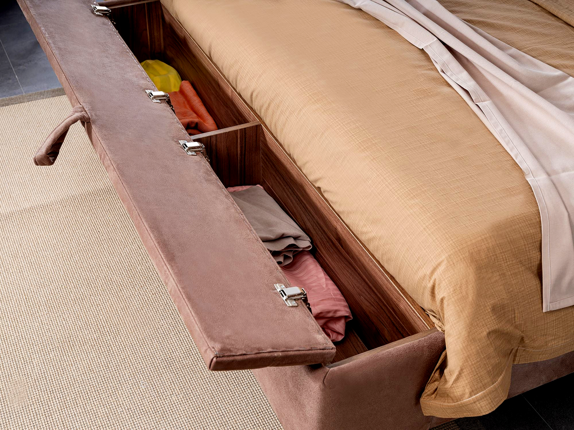 a bed that has a drawer in it