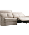 a reclining couch with a reclining chair underneath it