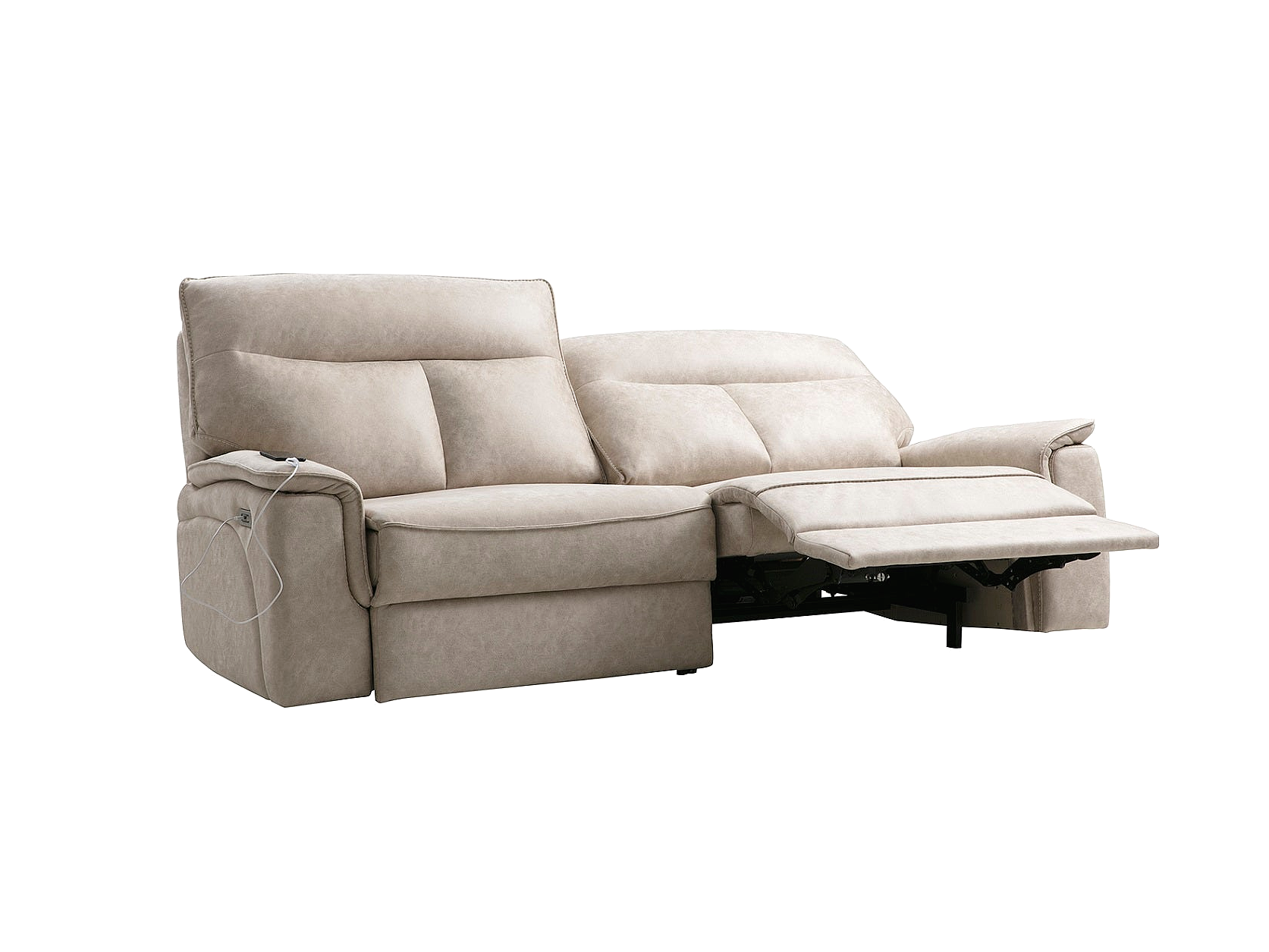 a reclining couch with a reclining chair underneath it