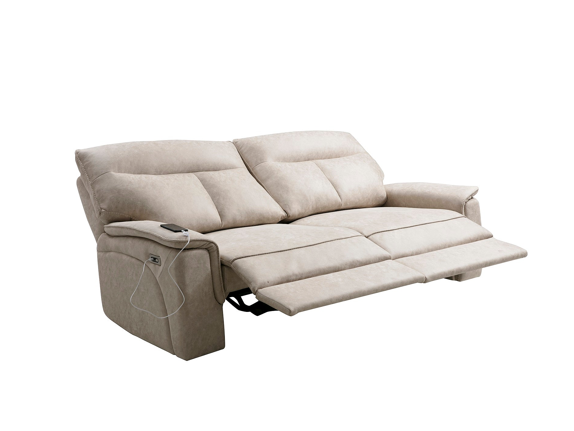 a reclining couch with a remote control