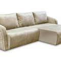 a couch with a recliner and a footstool