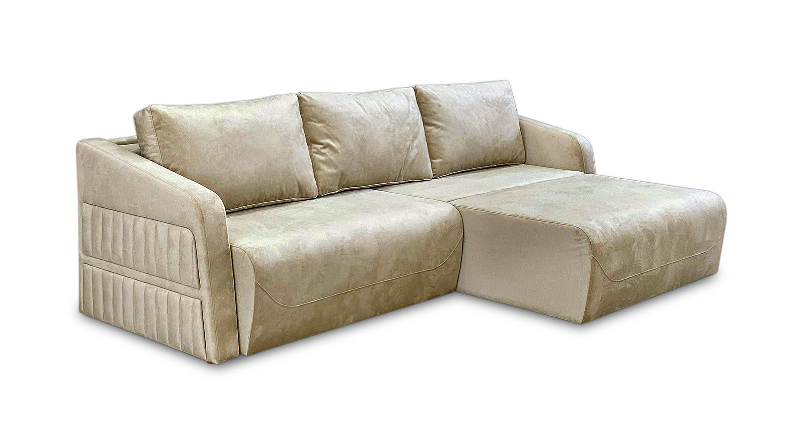 a couch with a recliner and a footstool